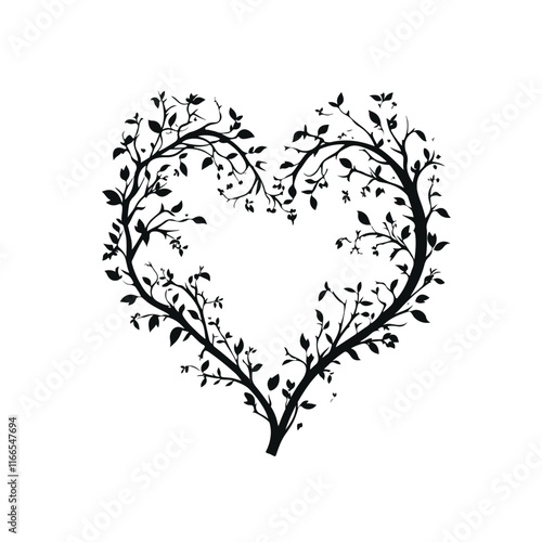 heart with a heart valentine Day vector ,floral, flower, vector, pattern, heart, design, ornament, leaf, decoration, illustration, swirl, element, art, vintage, scroll, love, plant, black, tattoo, orn