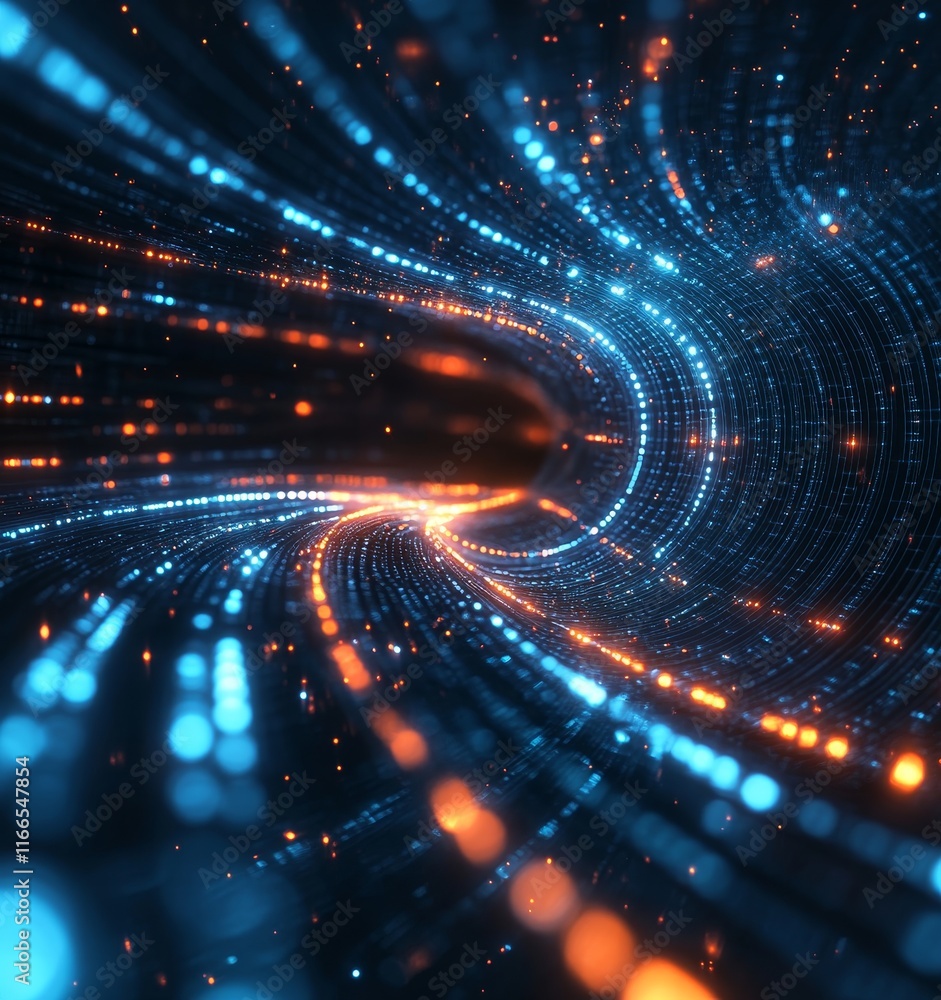 Obraz premium Abstract Digital Light Flow Concept, Generative AI