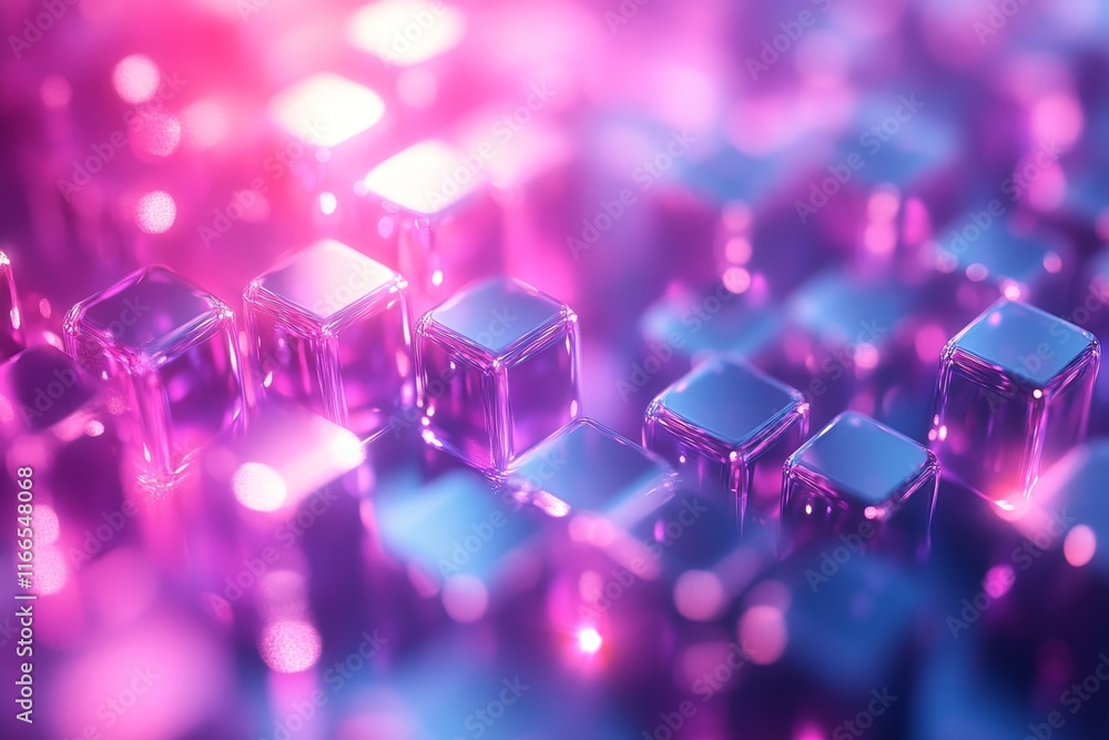 Abstract 3D Digital Background with Neon Glow, Generative AI Abstract 3D Digital Background with Neon Glow, Generative AI