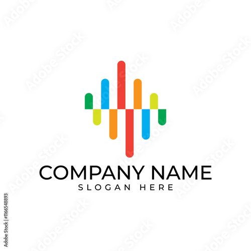 Vibrant logo featuring stylized, colorful sound waves. Conveys energy, movement. Ideal for audio, entertainment, technology, or any brand associated with sound and rhythm.
