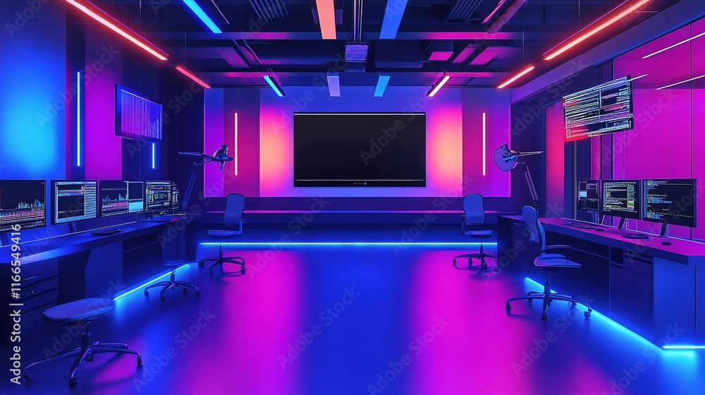 Bright and Creative Digital Studio with Colorful Lighting Effects Bright and Creative Digital Studio with Colorful Lighting Effects