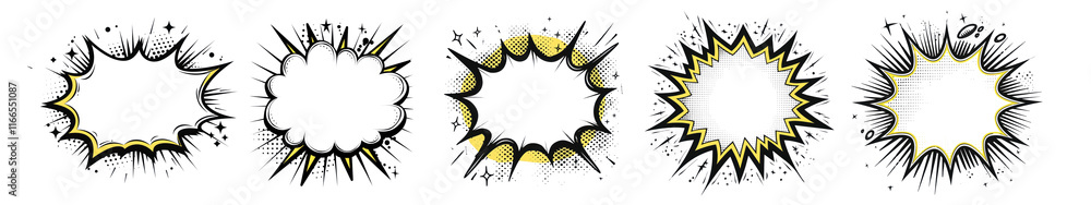 PNG Comic speech bubble set illustration, element set on transparent background PNG Comic speech bubble set illustration, element set on transparent background
