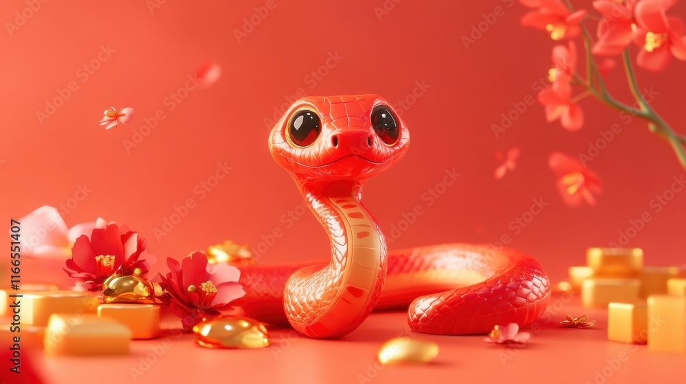 Fototapeta premium cute snake Chinese New Year atmosphere background