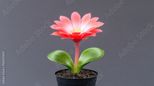 Wallpaper Mural A vibrant pink flower in a pot with green leaves. Torontodigital.ca