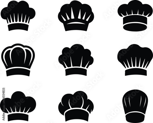 Chef hat icons set. Simple illustration of 9 chef hat vector icons for web