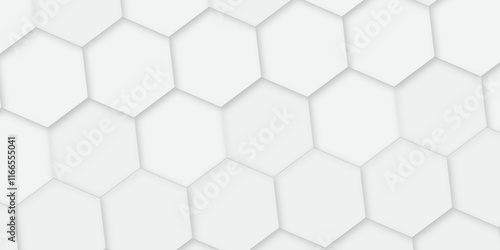 Abstract background white, gray hexagon with seamless geometric pattern texture design. futuristic geometry pattern honeycomb mosaic texture design. hexagon grid minimalist mesh cell texture design.
