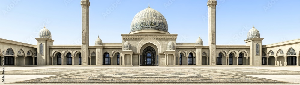 Obraz premium A grand mosque featuring intricate architecture and domes, symbolizing cultural heritage.