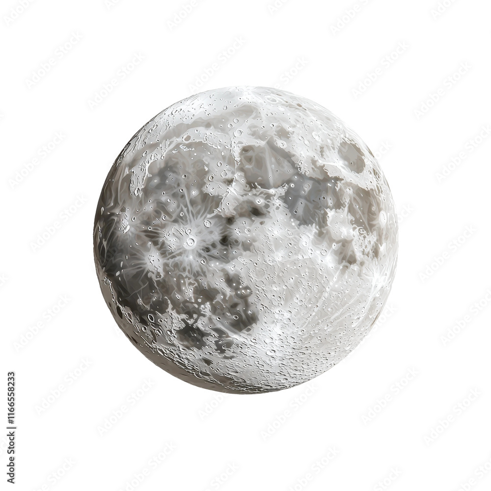 Detailed View of Full Moon with Craters and Shadows Detailed View of Full Moon with Craters and Shadows