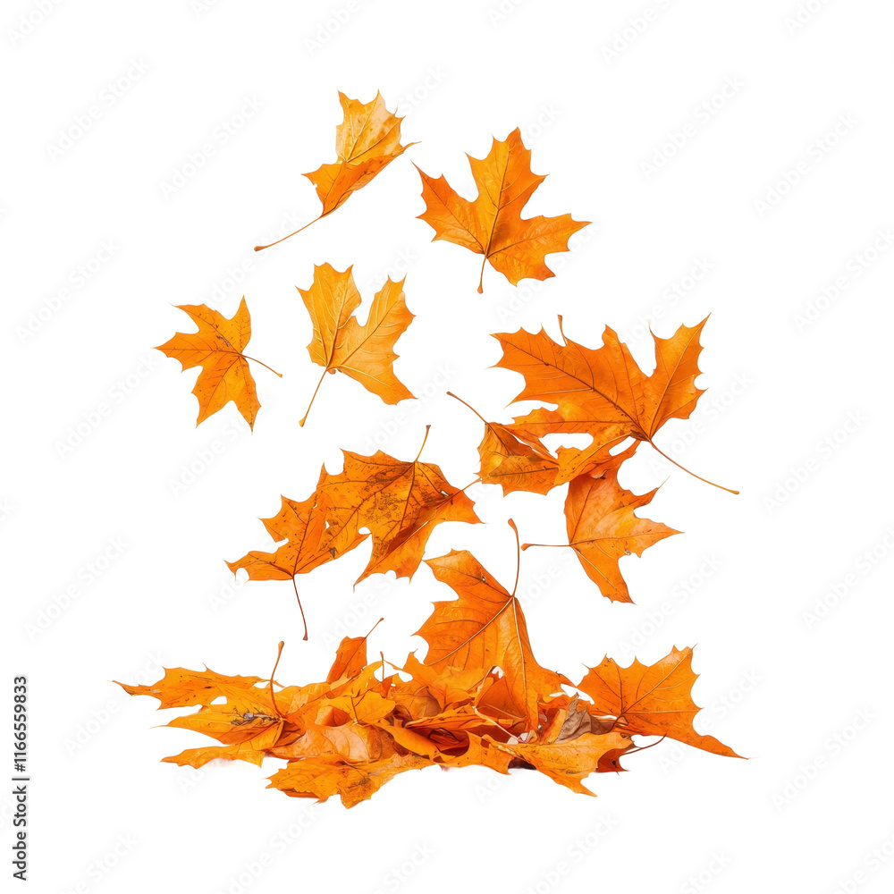 Fototapeta premium Burst of Orange Autumn Leaves Scattered Naturally