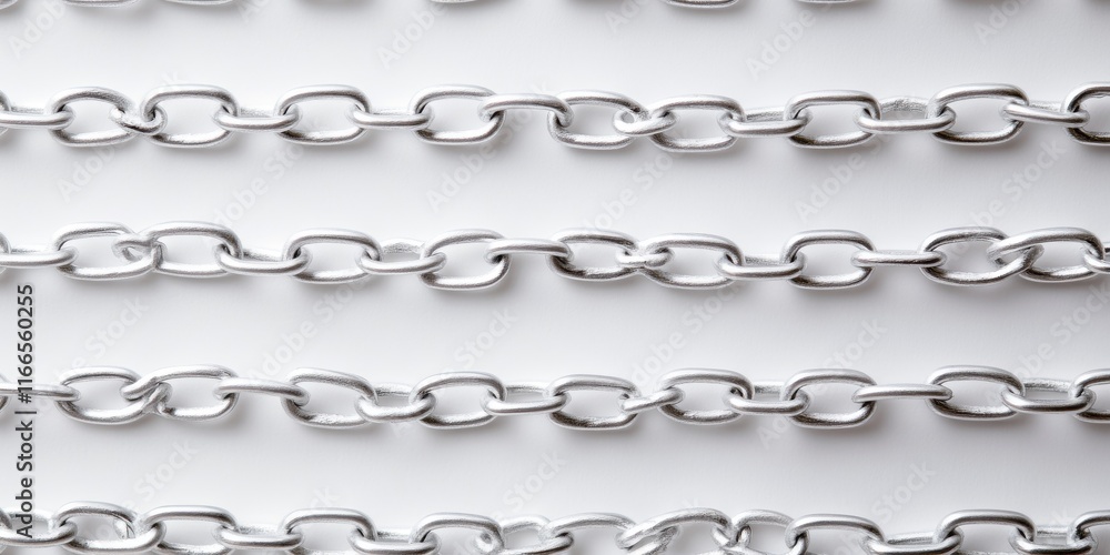 Fototapeta premium Close-up view of interlinked metal chains representing strength, connection, and durability in various industrial applications.