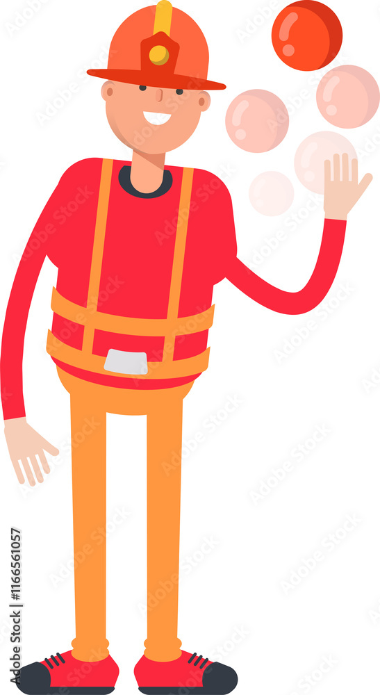 Firefighter Character Playing Ball
Firefighter Character Playing Ball