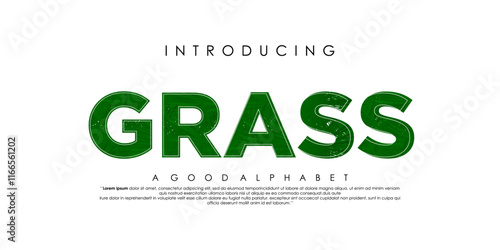 Editable Grass Text effect vectore illustration. Eco-text effect