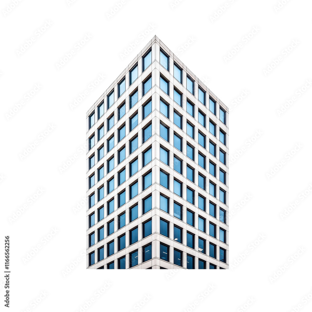 Modern Tall Office Building with Horizontal Lines Modern Tall Office Building with Horizontal Lines