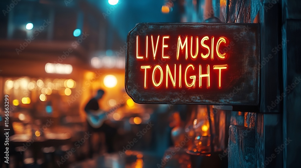 Sign that reads “LIVE BAND TONIGHT” - concert venue - acoustic - cover charge - music - bar - pub - musical entertainment - guitars - drums