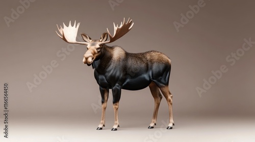 A realistic 3D model of a moose with detailed features. photo