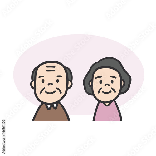 Cute grandfather and grandmother illustration