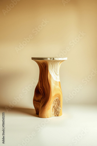sculpted wooden side table