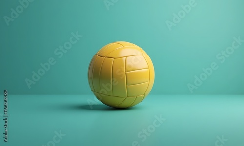 volleyball on the floor isolated on teal background, Generative Ai photo