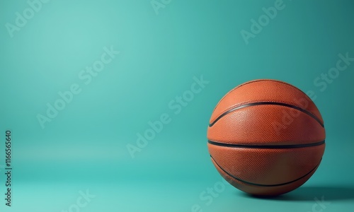 Basketball ball on a teal background, Generative Ai photo