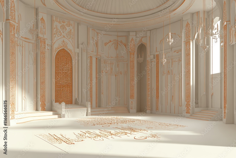 Fototapeta premium A beautifully designed interior space with intricate orange details and elegant architecture.