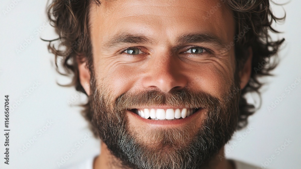Close-Up Portrait of a Handsome Bearded Man with Bristly Hair Close-Up Portrait of a Handsome Bearded Man with Bristly Hair