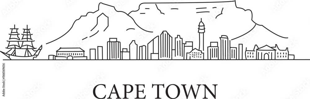 Fototapeta premium Cape Town City Line Draw Simple Minimalist