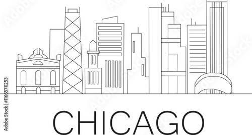 Chicago City Line Draw Simple Minimalist 
