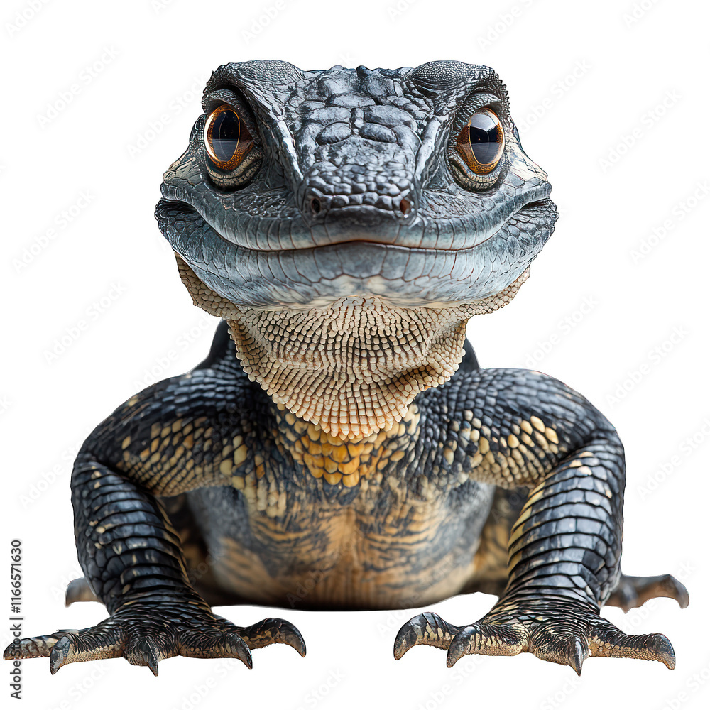 Obraz premium A close-up of a lizard with detailed scales and expressive eyes.