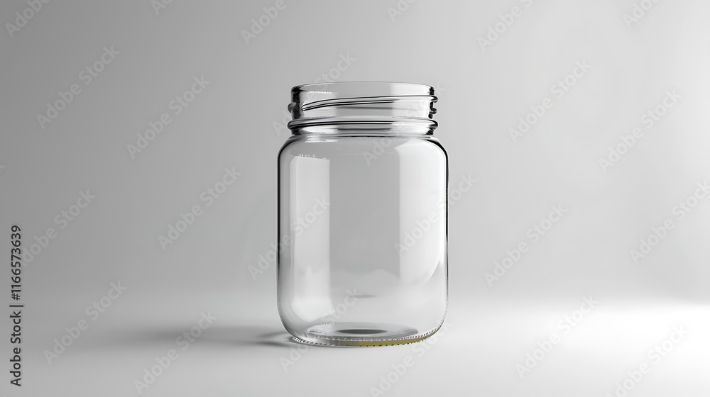 A classic clear glass jar on the beautifull empty background A classic clear glass jar on the beautifull empty background