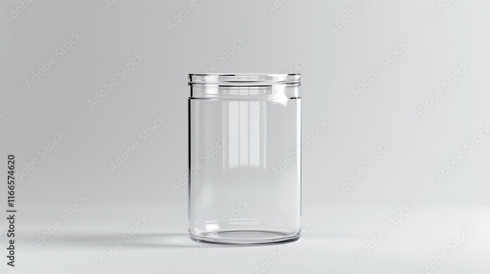 A classic clear glass jar on the beautifull empty background A classic clear glass jar on the beautifull empty background