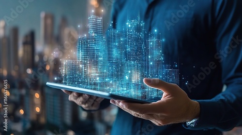 Construction Manager Reviewing Digital Project on Tablet Display