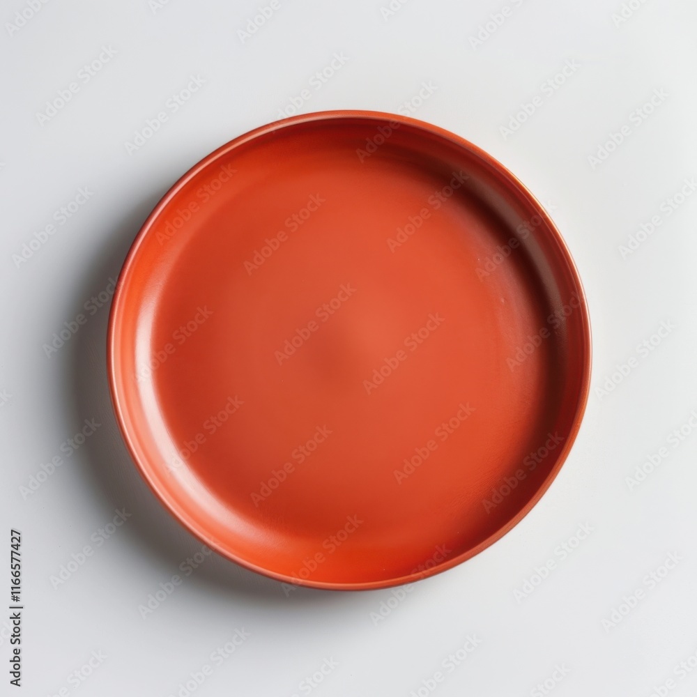 A simple, round, orange plate displayed against a neutral background, emphasizing its smooth texture and vibrant color. A simple, round, orange plate displayed against a neutral background, emphasizing its smooth texture and vibrant color.