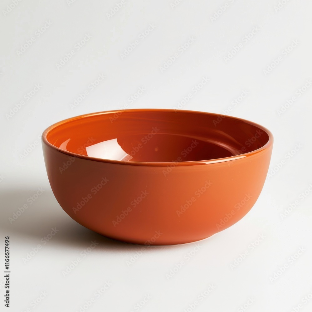 A vibrant orange ceramic bowl with a smooth finish, perfect for serving or displaying food items.