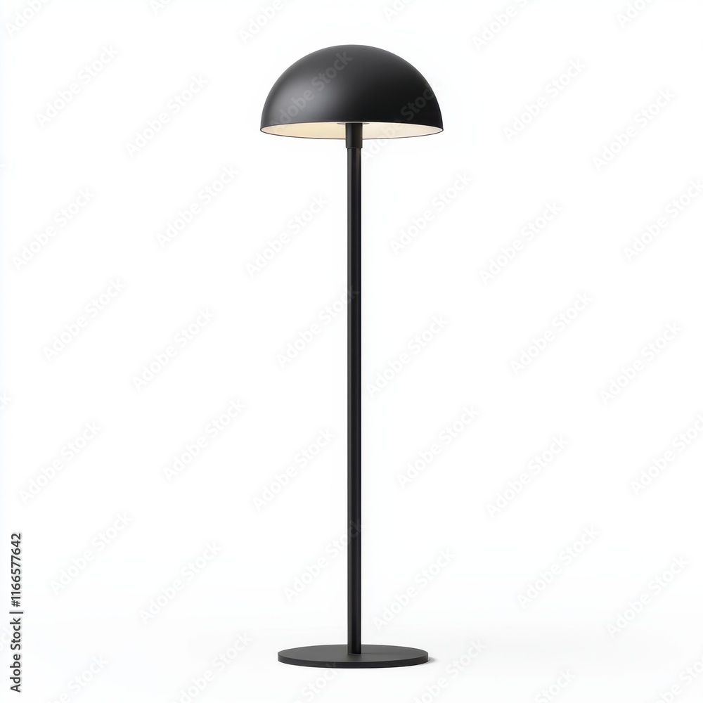 A sleek, modern black floor lamp with a dome-shaped shade and a minimalist design, perfect for contemporary interiors and ambient lighting. A sleek, modern black floor lamp with a dome-shaped shade and a minimalist design, perfect for contemporary interiors and ambient lighting.