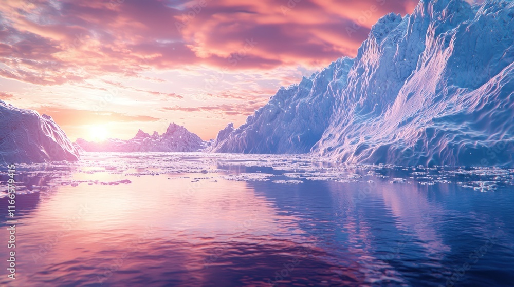 Arctic Sunset: A Serene Glacial Landscape Arctic Sunset: A Serene Glacial Landscape