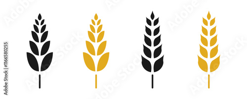 Wheat icon set. Wheat silhouette. Wheat symbol. Vector illustration