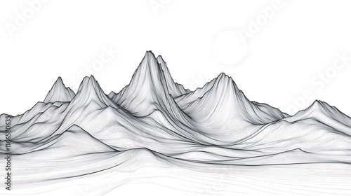 Mountain range formation nature line art minimalist landscape
