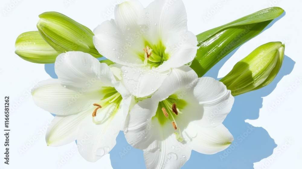 Stunning White Amaryllis Flowers with Dew Drops Close Up Macro Photography Stunning White Amaryllis Flowers with Dew Drops Close Up Macro Photography