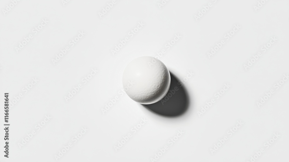 Single White Sphere on White Background Minimalist Product Photography Studio Shot Single White Sphere on White Background Minimalist Product Photography Studio Shot