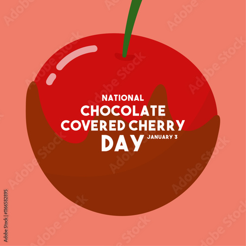 National Chocolate Covered Cherry Day. Flat design vector. Chocolate Covered Cherry.