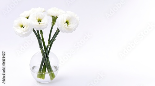 Wallpaper Mural Elegant White Lisianthus Flowers in a Clear Glass Vase on White Background Torontodigital.ca