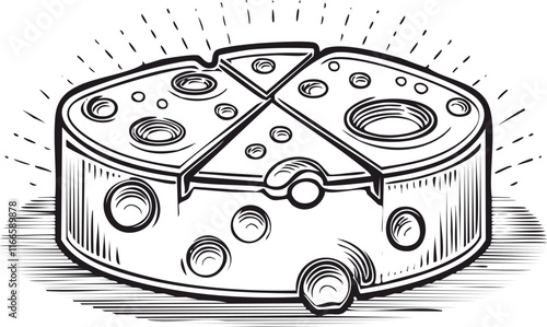 illustration of a cheese with a slice of bread