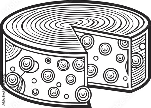 illustration of a cheese with a slice of bread