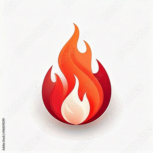 Simple fire icon logo on white background, vintage style illustration