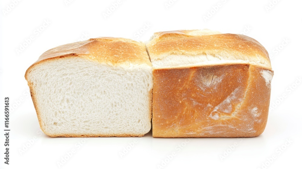 Freshly Baked Loaf of White Bread Sliced Showing Soft Crumb Texture Bakery Product Freshly Baked Loaf of White Bread Sliced Showing Soft Crumb Texture Bakery Product
