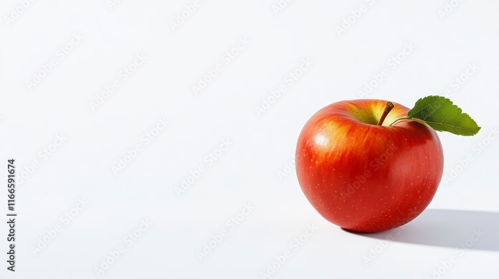 Fresh Red Apple with Leaf on White Background Healthy Fruit Vitamin C Diet Food Fresh Red Apple with Leaf on White Background Healthy Fruit Vitamin C Diet Food
