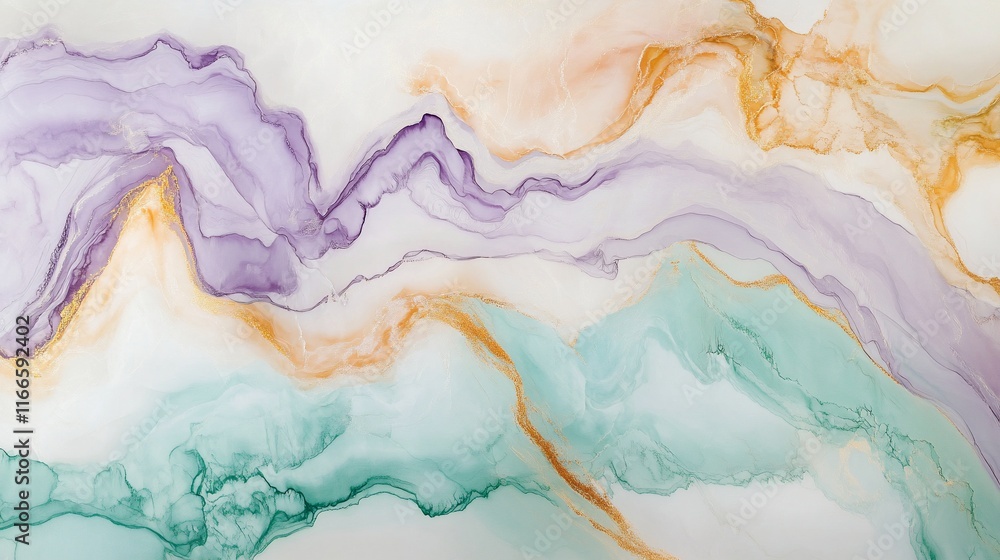 Abstract Fluid Art: Lavender, Mint, and Gold Swirls Abstract Fluid Art: Lavender, Mint, and Gold Swirls