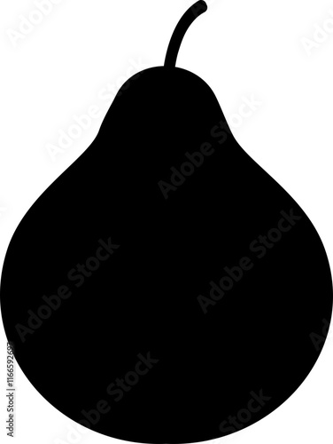 Whole fresh pear fruit silhouette.
Pear black icon.
Transparent background.