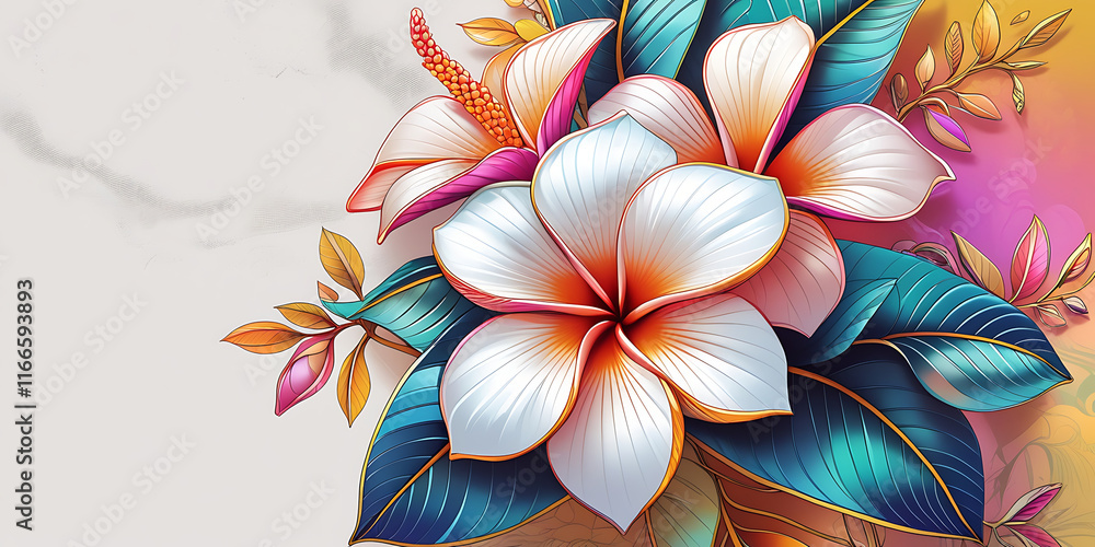 Fototapeta premium kamboja flower vector art, created by generative ai