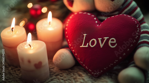 candle and heart valentne love photo